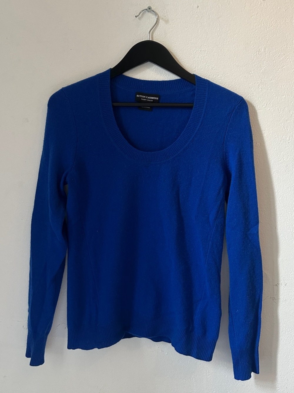 Sutton Cashmere Sweater Womens M Blue 100% Cashmere Crewneck Lightweight